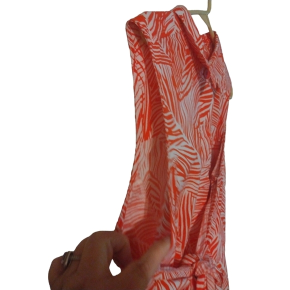 Talbot's Tropical Shirt Dress Tie Belted Front Collar Pockets Beachy Resort 18 - Picture 2 of 9